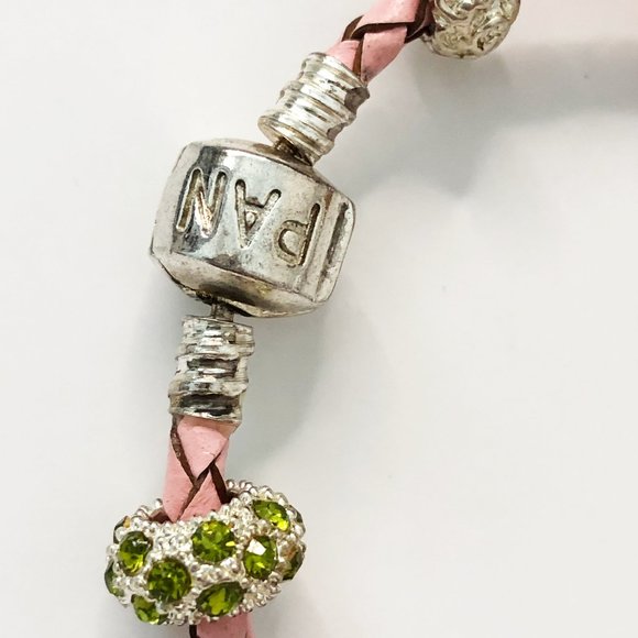 Pink Pleather Braid Bracelet with 10 Colourful Pendants - Picture 4 of 5